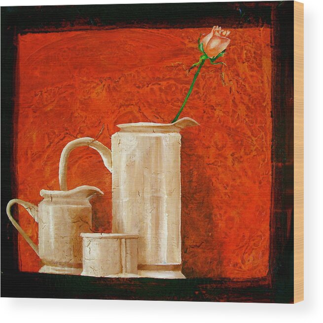 Beautiful Art Wood Print featuring the painting Rose by Laura Pierre-Louis