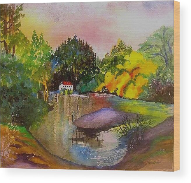 Landscape Russian River Wood Print featuring the painting Russian River Dream by Esther Woods