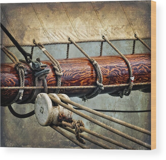 Textured Wood Print featuring the photograph Sail Boom by Fred LeBlanc