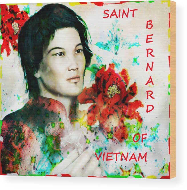 Saint Bernard Due Van Vo Wood Print featuring the painting Saint Bernard Due of Vietnam poster by Suzanne Silvir