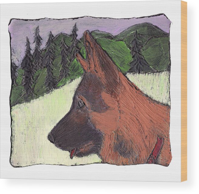 Dog Wood Print featuring the painting Sarge by Wayne Potrafka