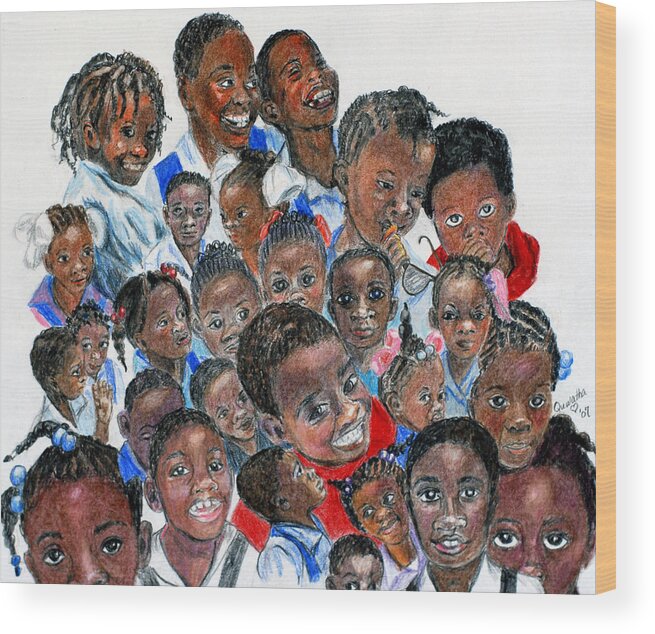 Children Wood Print featuring the painting Save the Children by Quwatha Valentine