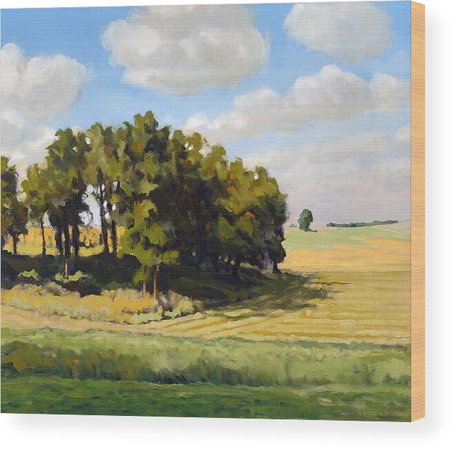 Landscape Wood Print featuring the painting September Summer by Bruce Morrison