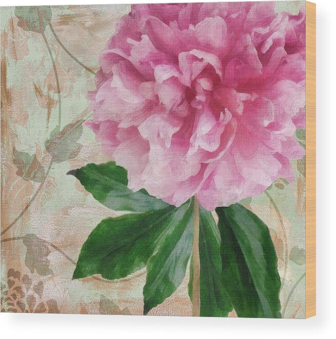 Peony Wood Print featuring the painting Sonata Pink Peony II by Mindy Sommers