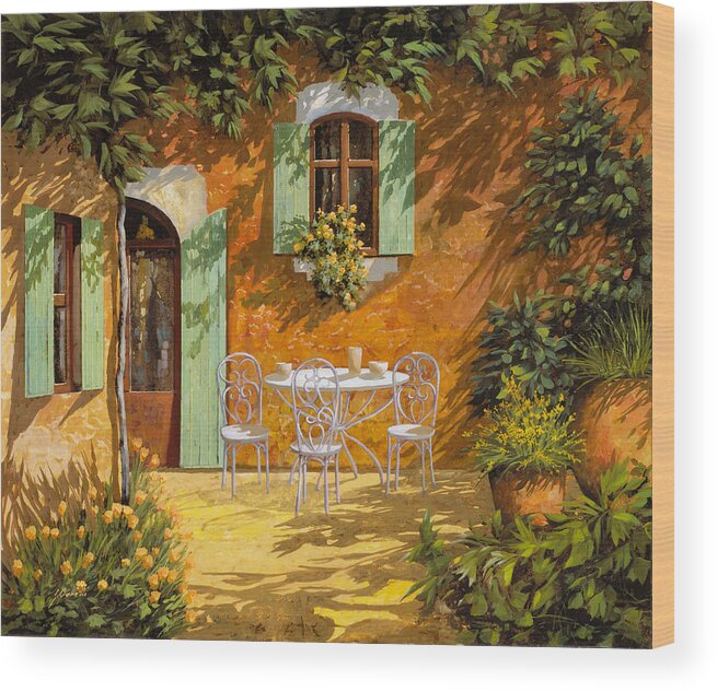 Quiete Wood Print featuring the painting Sul Patio by Guido Borelli