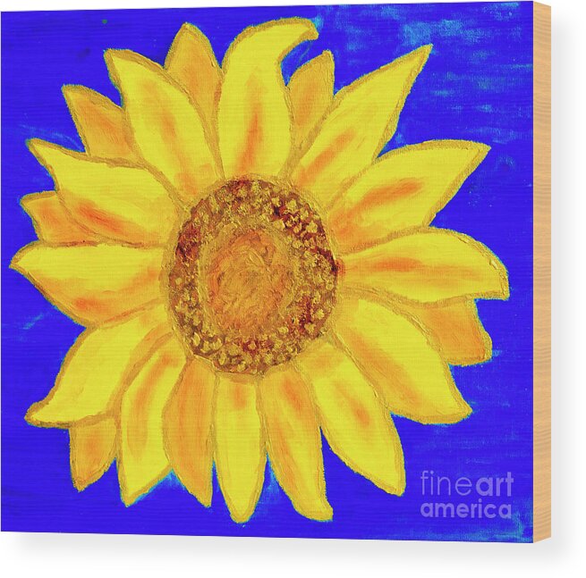 Art Wood Print featuring the painting Sunflower, acrylic painting by Irina Afonskaya