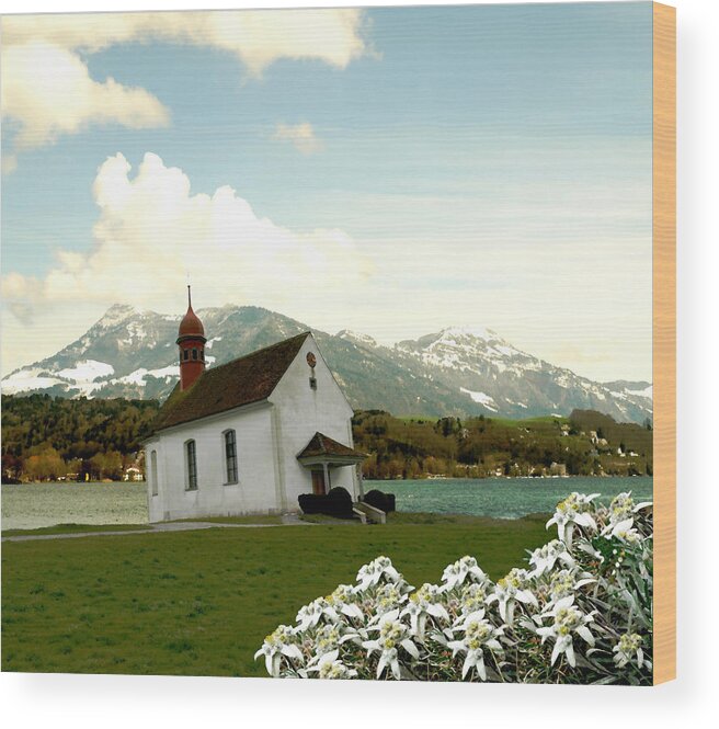 Landscape Wood Print featuring the photograph Swiss Spring Version 3 by Chuck Shafer