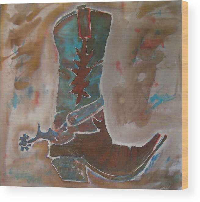 Cowboy Boots Wood Print featuring the painting Texas One Step by Kelly Smith