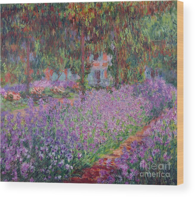 The Wood Print featuring the painting The Artists Garden at Giverny by Claude Monet