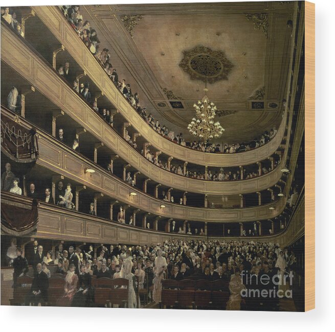 Gustav Klimt Wood Print featuring the painting The Auditorium of the Old Castle Theatre by Gustav Klimt