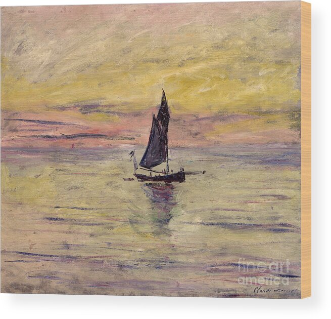 French Wood Print featuring the painting The Sailing Boat Evening Effect by Claude Monet