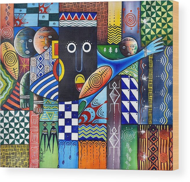 African Artists Wood Print featuring the painting Thoughts in Color by Femi