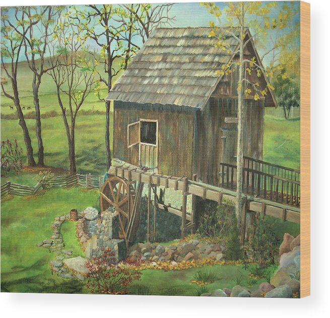 Mill Wood Print featuring the painting Tom Lott's Mill in Georgia by Nicole Angell