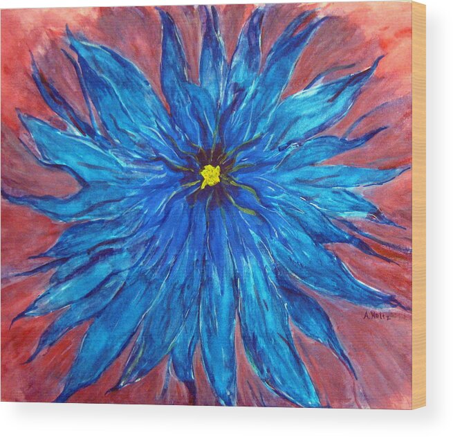 Impressionistic Wood Print featuring the painting True Blue by Arlene Holtz