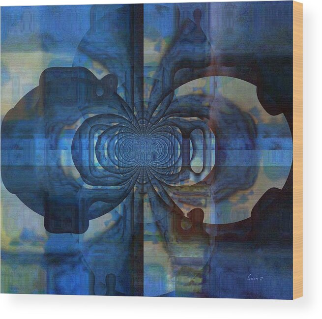 Fania Simon Wood Print featuring the mixed media True Blue by Fania Simon