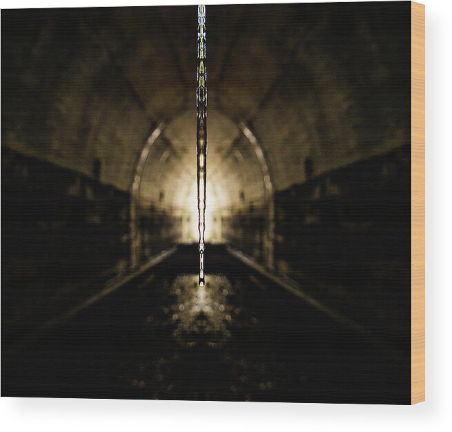 Tunnel Wood Print featuring the digital art Tunnel Icicle by Pelo Blanco Photo
