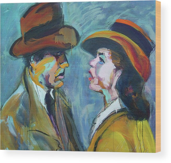 Portraits Wood Print featuring the painting We'll Always Have Paris by Les Leffingwell