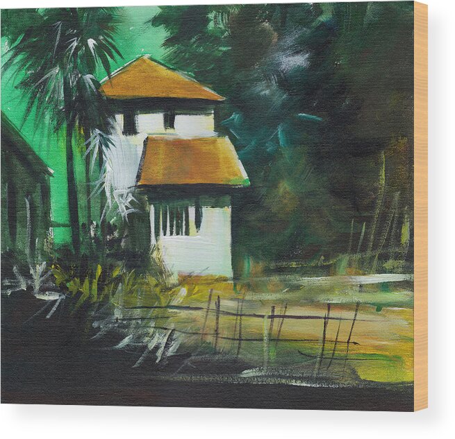 Nature Wood Print featuring the painting White House by Anil Nene