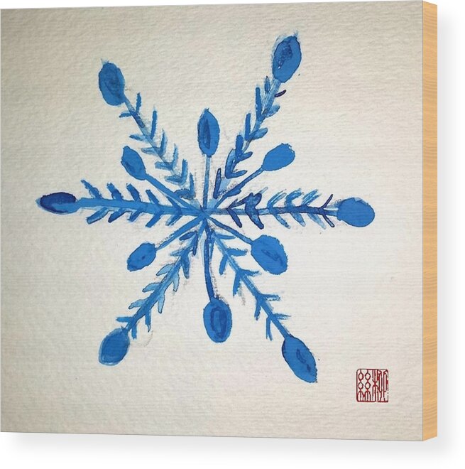 Snowflake Wood Print featuring the painting Winter Solstice by Margaret Welsh Willowsilk