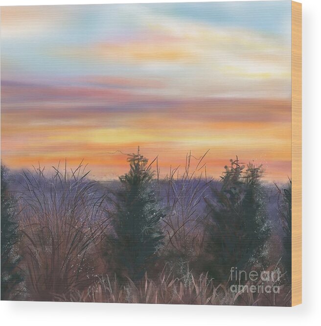 Sunrise Wood Print featuring the painting Winter Sunrise by Susan Sarabasha