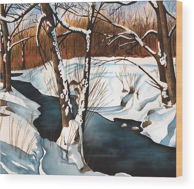 Winter Wood Print featuring the painting Winterscape by Vic Ritchey