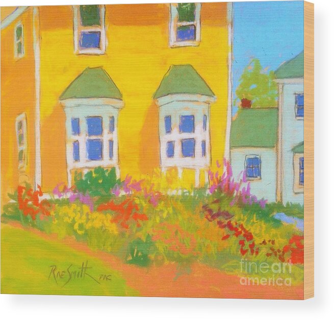 Pastels Wood Print featuring the pastel Yellow House Garden by Rae Smith PAC