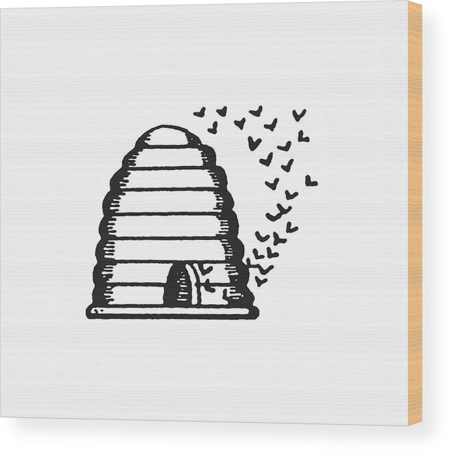 Animal Wood Print featuring the drawing Busy Beehive #1 by CSA Images