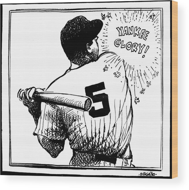 People Wood Print featuring the photograph Cartoon New York Yankees Joe Dimaggio by New York Daily News Archive