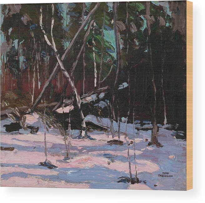 Tom Thomson Wood Print featuring the painting Early Snow, Algonquin Park by Tom Thomson