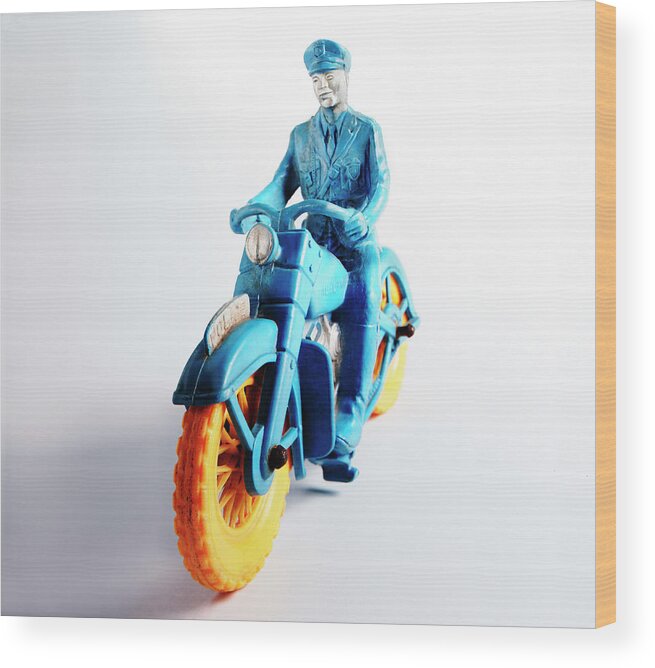 Adult Wood Print featuring the drawing Motorcycle Policeman #1 by CSA Images