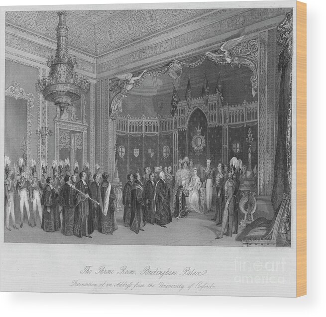 Engraving Wood Print featuring the drawing The Throne Room, Buckingham Palace #1 by Print Collector
