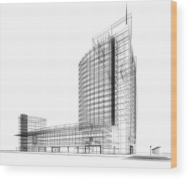 Plan Wood Print featuring the photograph 3d Architecture Abstract #12 by Nadla