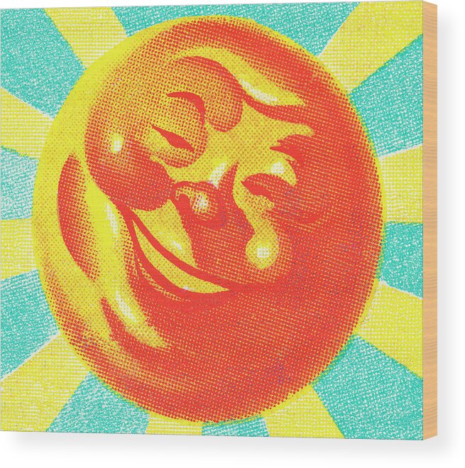 Beach Wood Print featuring the drawing Smiling Sun #18 by CSA Images
