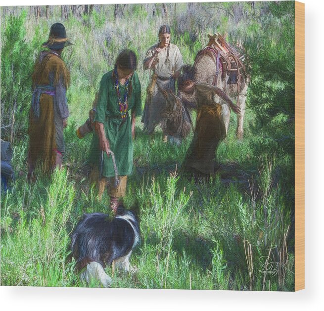 Colorado Wood Print featuring the photograph 1840's Native Family by Debra Boucher