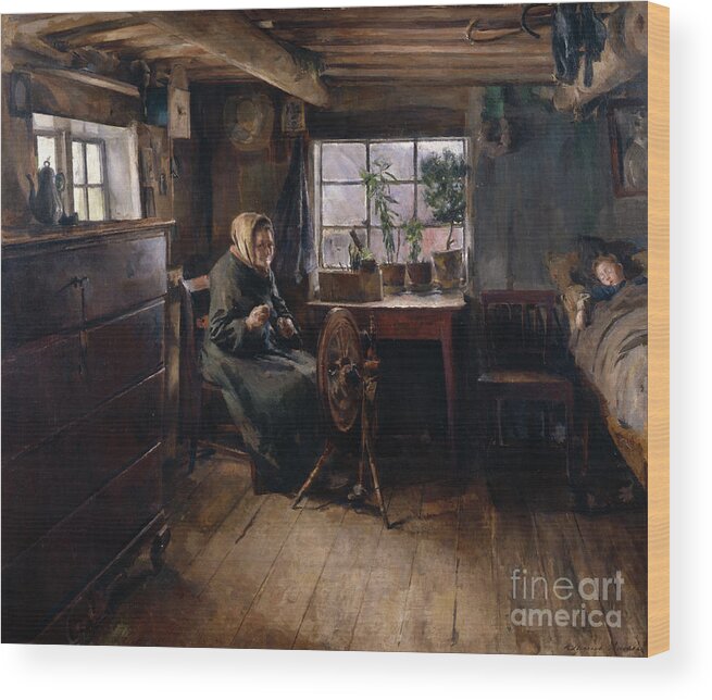 Harriet Backer Wood Print featuring the painting At Grandmother by O Vaering