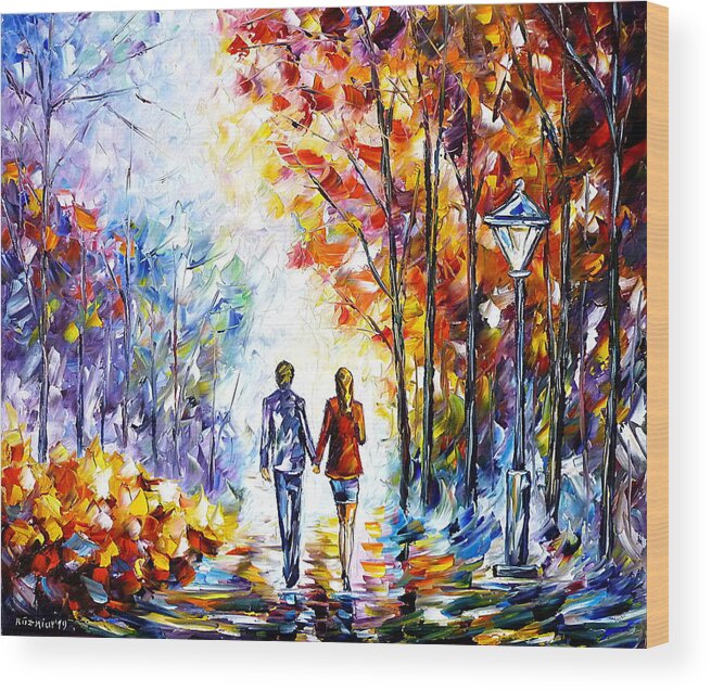 Autumn Landscape Wood Print featuring the painting Autumn Couple by Mirek Kuzniar