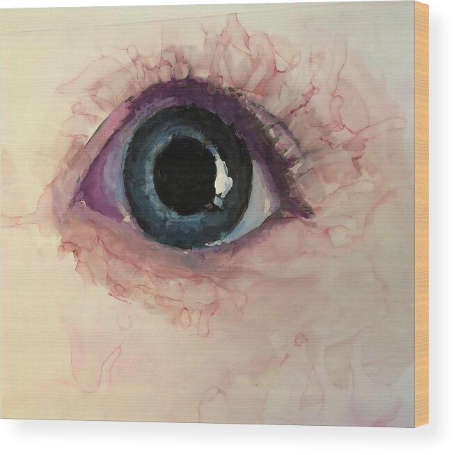 Baby Wood Print featuring the painting Baby Eye by Christy Sawyer