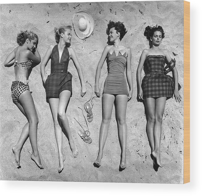 Bathing Suits Wood Print featuring the photograph Beach Fashions by Nina Leen