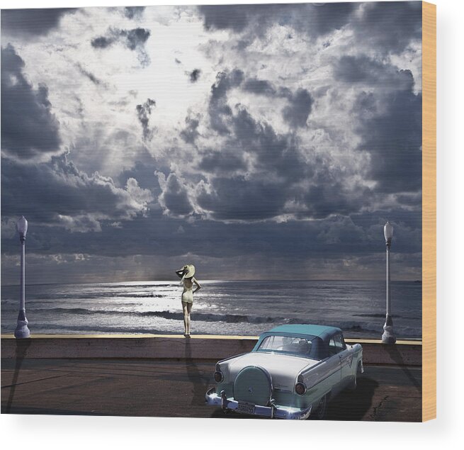 Ocean Wood Print featuring the photograph Blue Clouds Blue Ocean by Larry Butterworth