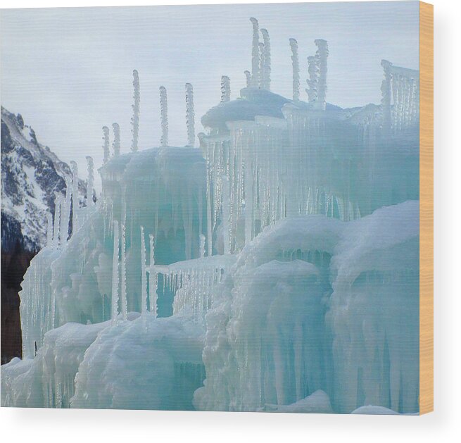 Scenics Wood Print featuring the photograph Blue Ice Sculpture by Sandra Leidholdt