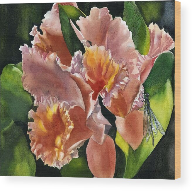 Coral Orchid Wood Print featuring the painting Coral Orchid by Alfred Ng