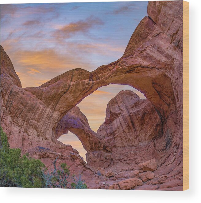 Arch Wood Print featuring the photograph Double Arch Utah by Tim Fitzharris