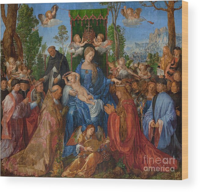 Saint Wood Print featuring the painting Feast of the Rose Garlands, 1506 by Albrecht Durer