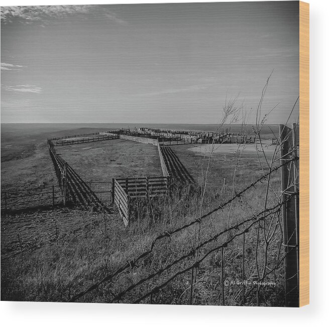 Kansas Wood Print featuring the photograph Flint Hills, Cattle Pens by Al Griffin