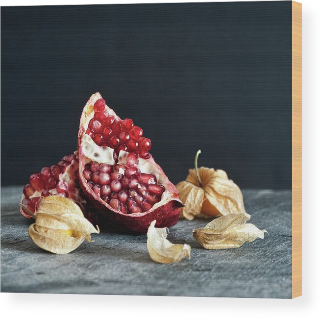 Black Background Wood Print featuring the photograph Food Still Life by Carlo A