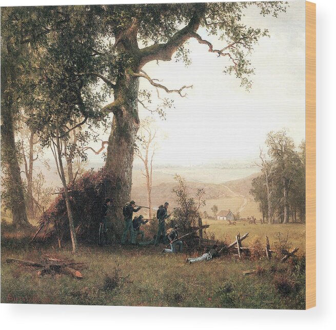 Guerilla Wood Print featuring the painting Guerilla Warfare by Albert Bierstadt