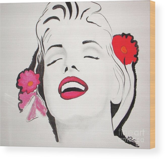 Marilyn Monroe Wood Print featuring the painting Marilyn Monroe by Vesna Antic