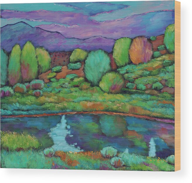 New Mexico Wood Print featuring the painting Oasis by Johnathan Harris