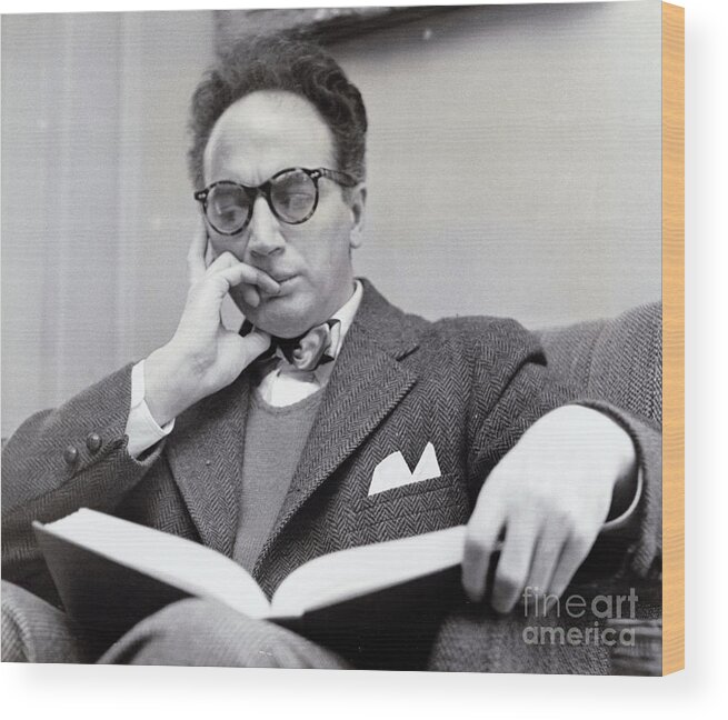 People Wood Print featuring the photograph Portrait Of Clifford Odets Reading Book by Bettmann