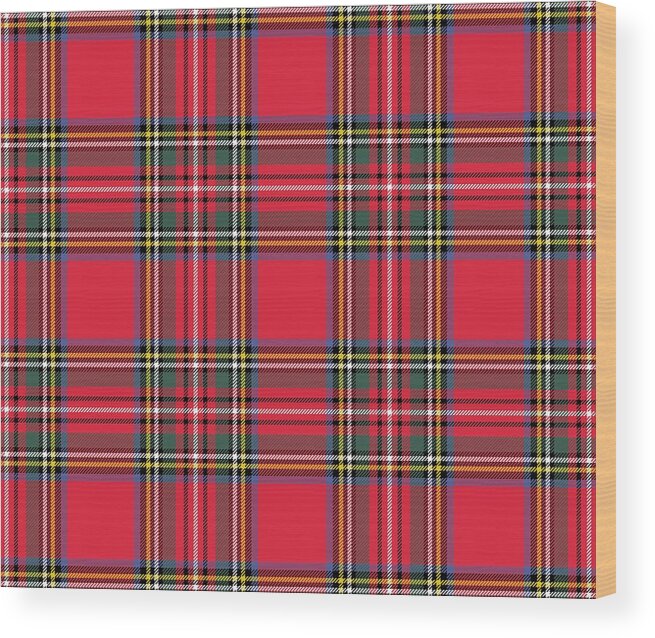 Red Wood Print featuring the digital art Red Tartan by Marianna Mills